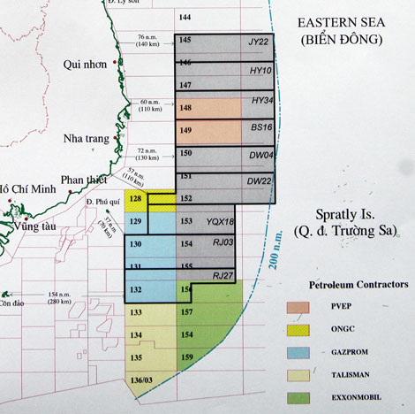 khoang cach tu cac lo cnooc goi thau den bo bien viet nam